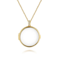 25 inch 14K Yellow Gold Round Glass Front Locket Necklace