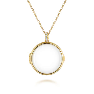 25 inch 14K Yellow Gold Round Glass Front Locket Necklace
