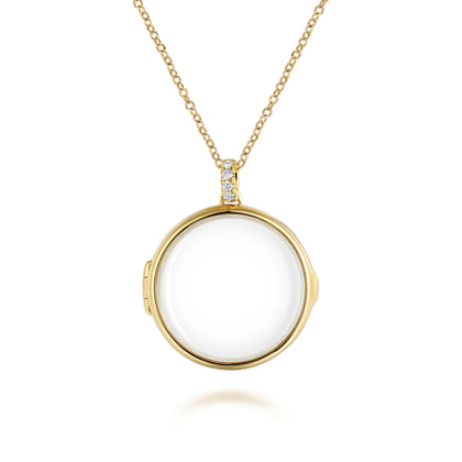 25 inch 14K Yellow Gold Round Glass Front Locket Necklace