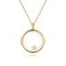 25 inch 14K Yellow Gold Round Glass Front Locket Necklace - 0.07 ct