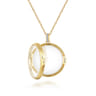 25 inch 14K Yellow Gold Round Glass Front Locket Necklace - 0.07 ct