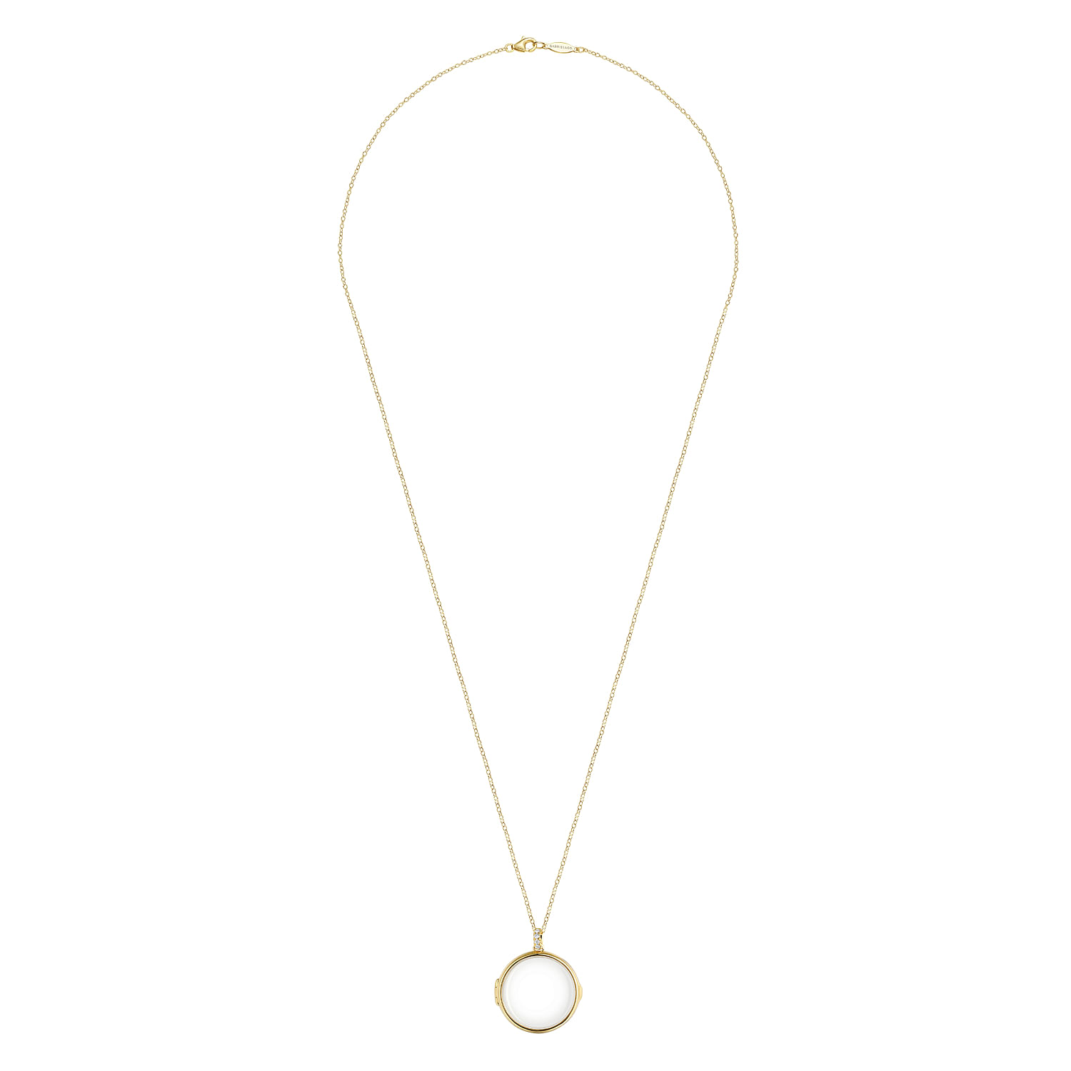 25 inch 14K Yellow Gold Round Glass Front Locket Necklace