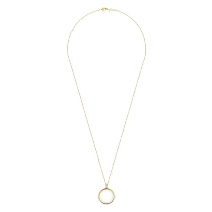 25 inch 14K Yellow Gold Round Glass Front Locket Necklace