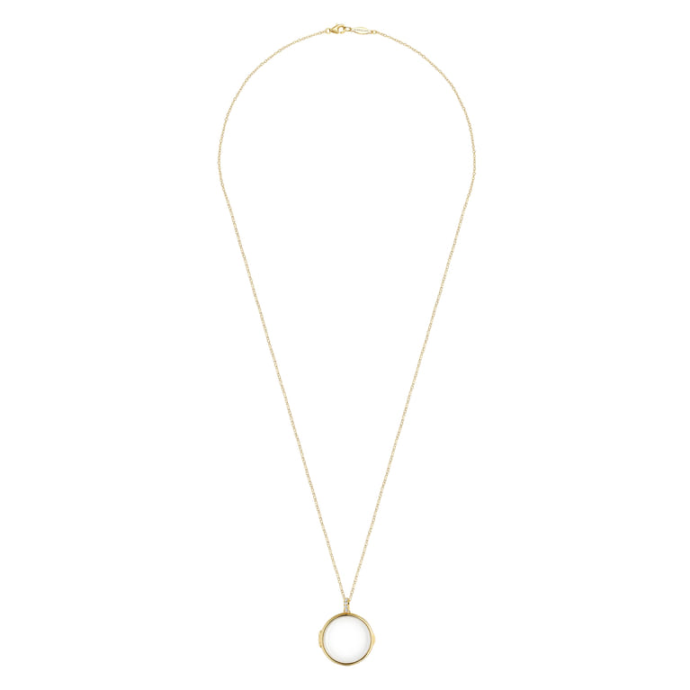 25 inch 14K Yellow Gold Round Glass Front Locket Necklace - 0.07 ct - Shot 4