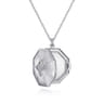 25 inch 925 Sterling Silver Octagonal Locket Necklace with White Sapphire