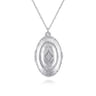 25 inch 925 Sterling Silver Oval Locket Necklace with White Sapphire
