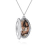 25 inch 925 Sterling Silver Oval Locket Necklace with White Sapphire