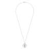 25 inch 925 Sterling Silver Round White Sapphire Starburst Locket Necklace