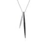 25 inch Hammered 925 Sterling Silver and Black Spinel Double Spear Necklace