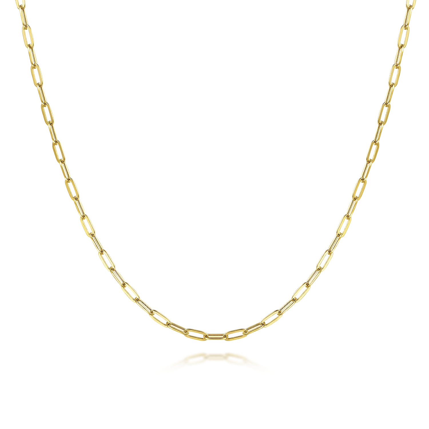 26 inch 14K Yellow Gold Hollow Paper Clip Necklace - Shot 1