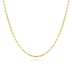 26 inch 14K Yellow Gold Hollow Paper Clip Necklace