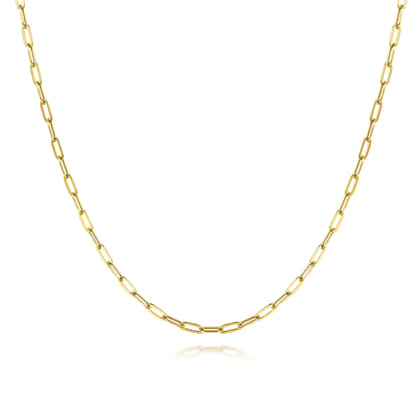 26 inch 14K Yellow Gold Hollow Paper Clip Necklace