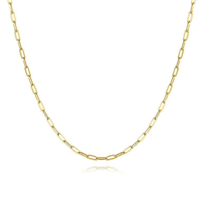 26 inch 14K Yellow Gold Hollow Paper Clip Necklace - Shot 1