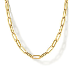 26 inch 14K Yellow Gold Hollow Paper Clip Necklace