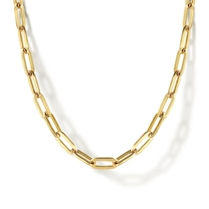 26 inch 14K Yellow Gold Hollow Paper Clip Necklace