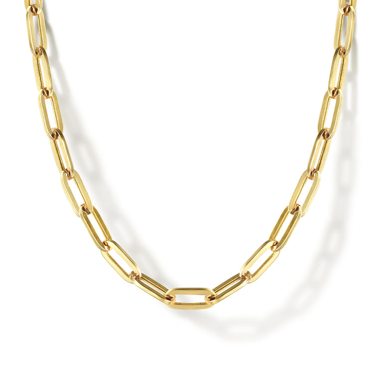 26 inch 14K Yellow Gold Hollow Paper Clip Necklace - Shot 1