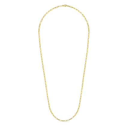 26 inch 14K Yellow Gold Hollow Paper Clip Necklace