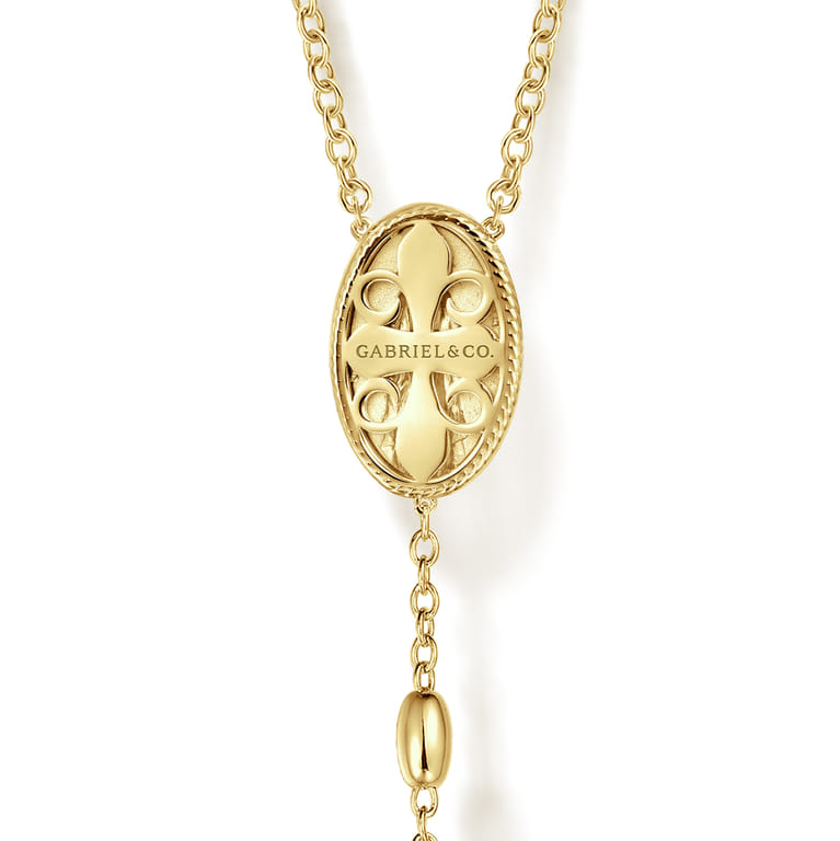 27 Inch 14K Yellow Gold Cross Rosary Solid Men's Link Chain Necklace - Shot 2