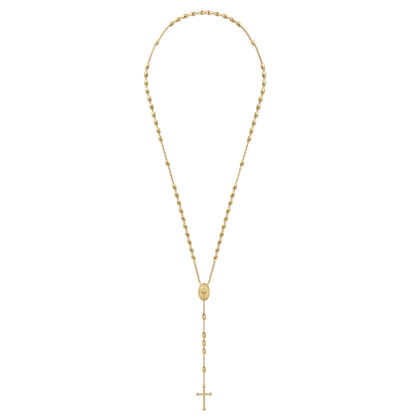 27 Inch 14K Yellow Gold Cross Rosary Solid Men's Link Chain Necklace