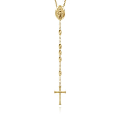 27 Inch 14K Yellow Gold Cross Rosary Solid Men's Link Chain Necklace