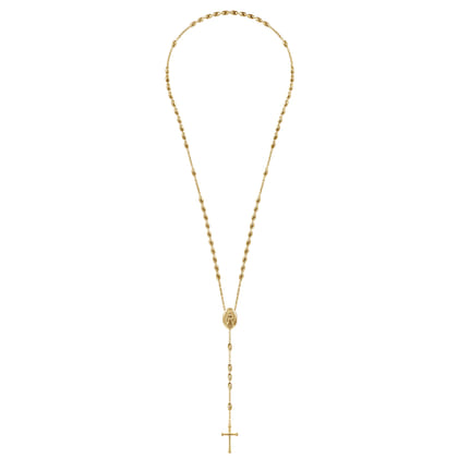 27 Inch 14K Yellow Gold Cross Rosary Solid Men's Link Chain Necklace