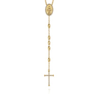 27 Inch 14K Yellow Gold Diamond Cross Rosary Solid Men's Link Chain Necklace