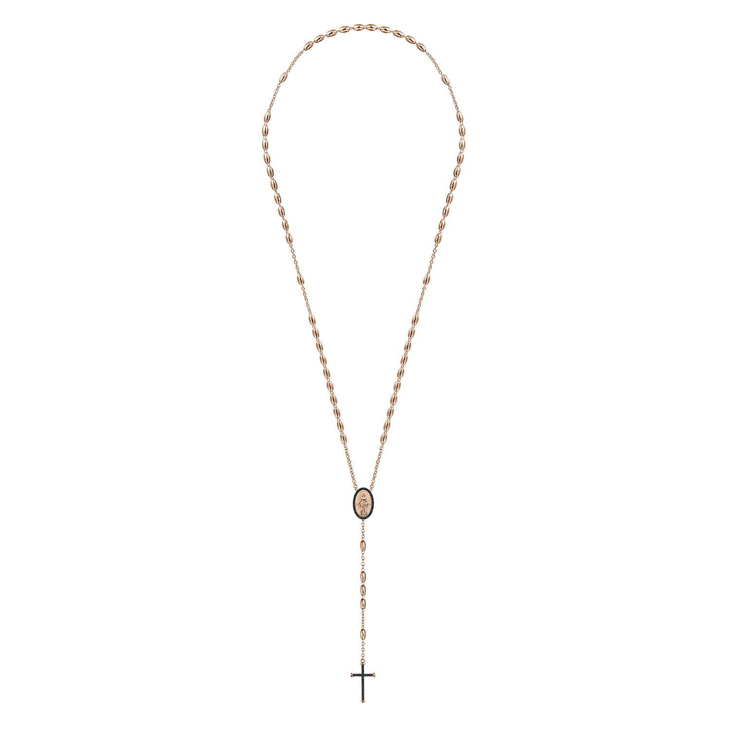 27 Inch 14K Yellow Gold Men's Black Diamond Rosary Necklace | Shop 14k ...