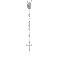 27 Inch 925 Sterling Silver Cross Rosary Solid Men's Link Chain Necklace