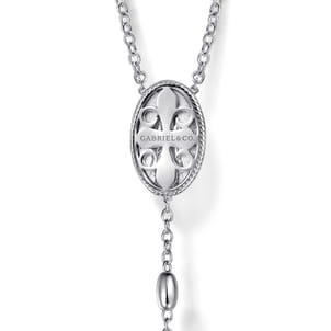 27 Inch 925 Sterling Silver Cross Rosary Solid Men's Link Chain Necklace