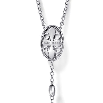 27 Inch 925 Sterling Silver Cross Rosary Solid Men's Link Chain Necklace