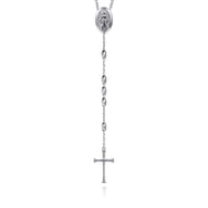 27 Inch 925 Sterling Silver Cross Rosary Solid Men's Link Chain Necklace