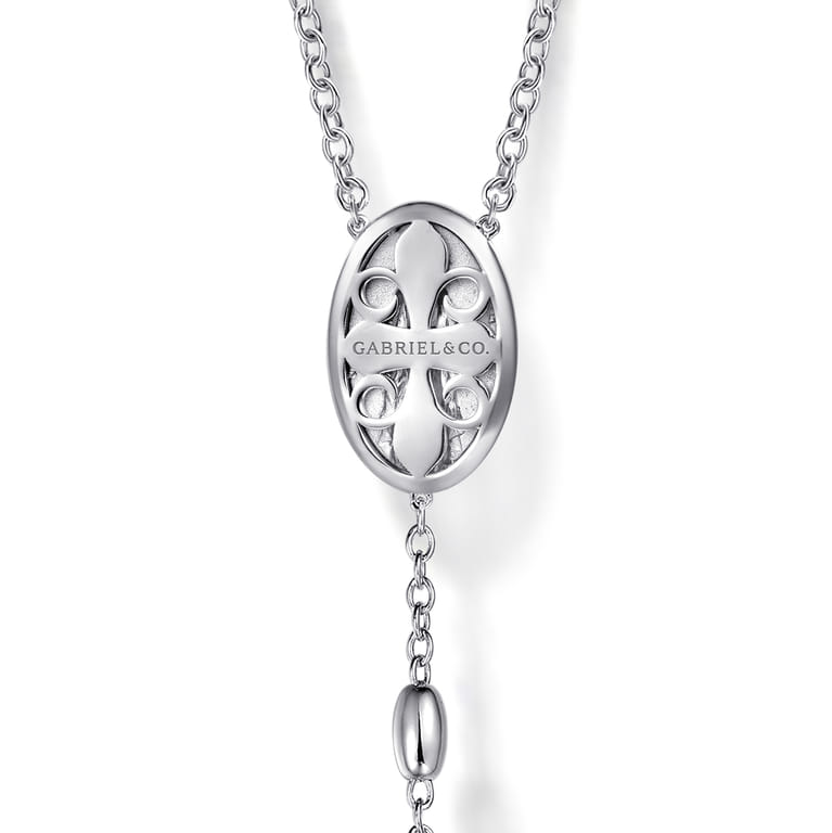 27 Inch 925 Sterling Silver Cross Rosary Solid Men's Link Chain Necklace - Shot 2