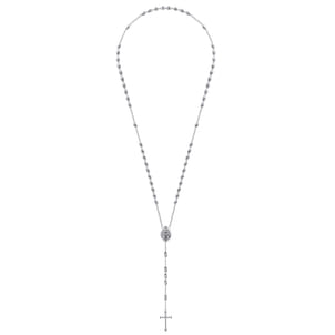 27 Inch 925 Sterling Silver Cross Rosary Solid Men's Link Chain Necklace
