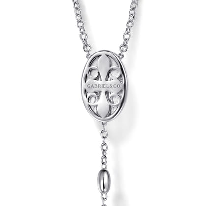 27 Inch 925 Sterling Silver Diamond Cross Rosary Solid Men's Link Chain Necklace