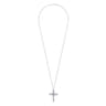 28 inch 14K White Gold Multi Row Diamond Pave Cross Pendant Necklace - 1.9 ct