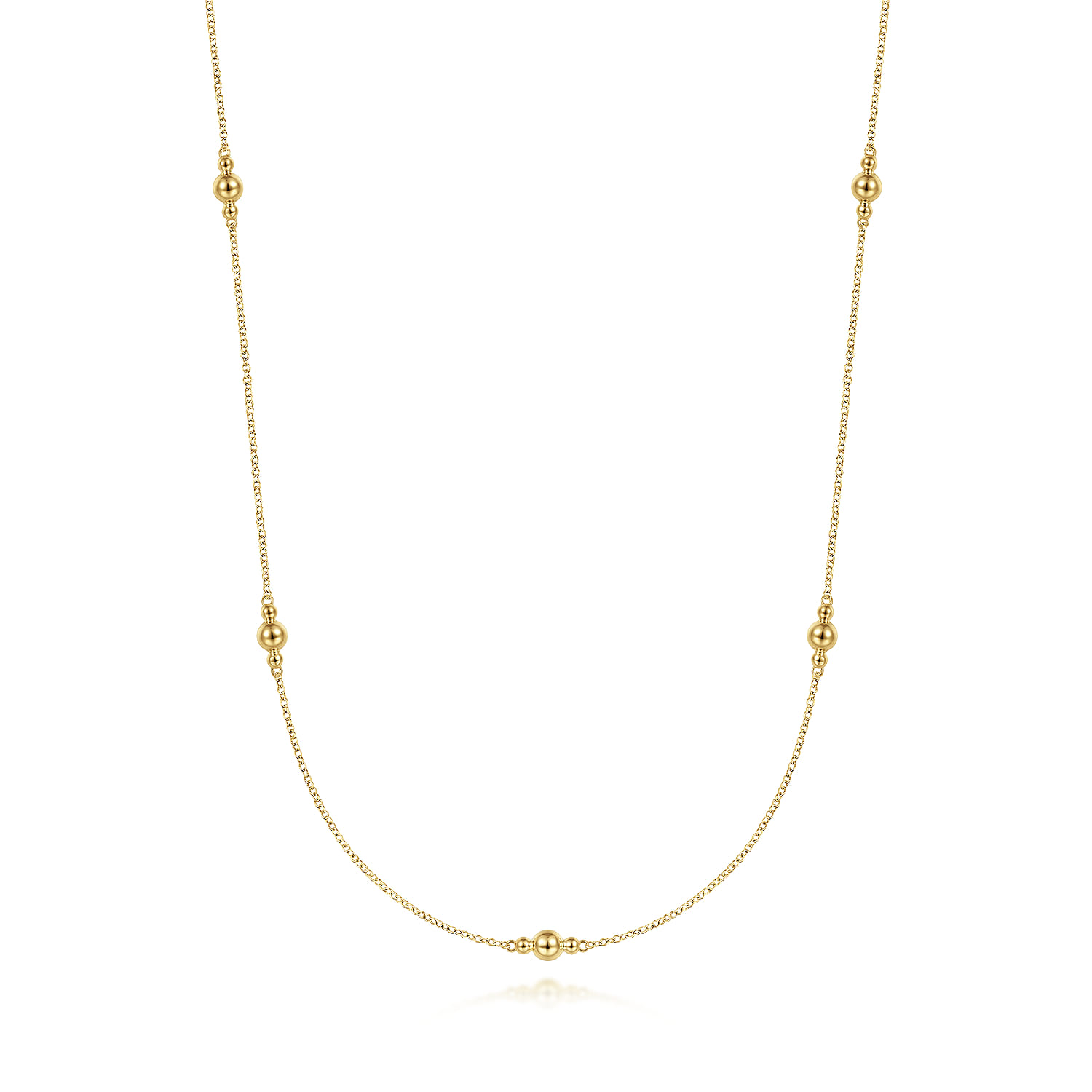 28 inch 14K Yellow Gold Bujukan Bead Station Necklace - Shot 1
