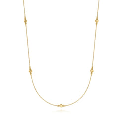 28 inch 14K Yellow Gold Bujukan Bead Station Necklace