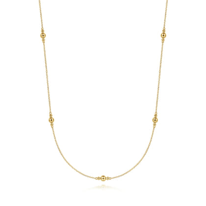 28 inch 14K Yellow Gold Bujukan Bead Station Necklace