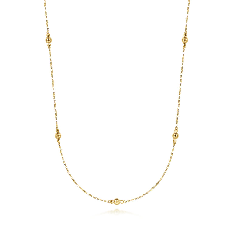 28 inch 14K Yellow Gold Bujukan Bead Station Necklace - Shot 1