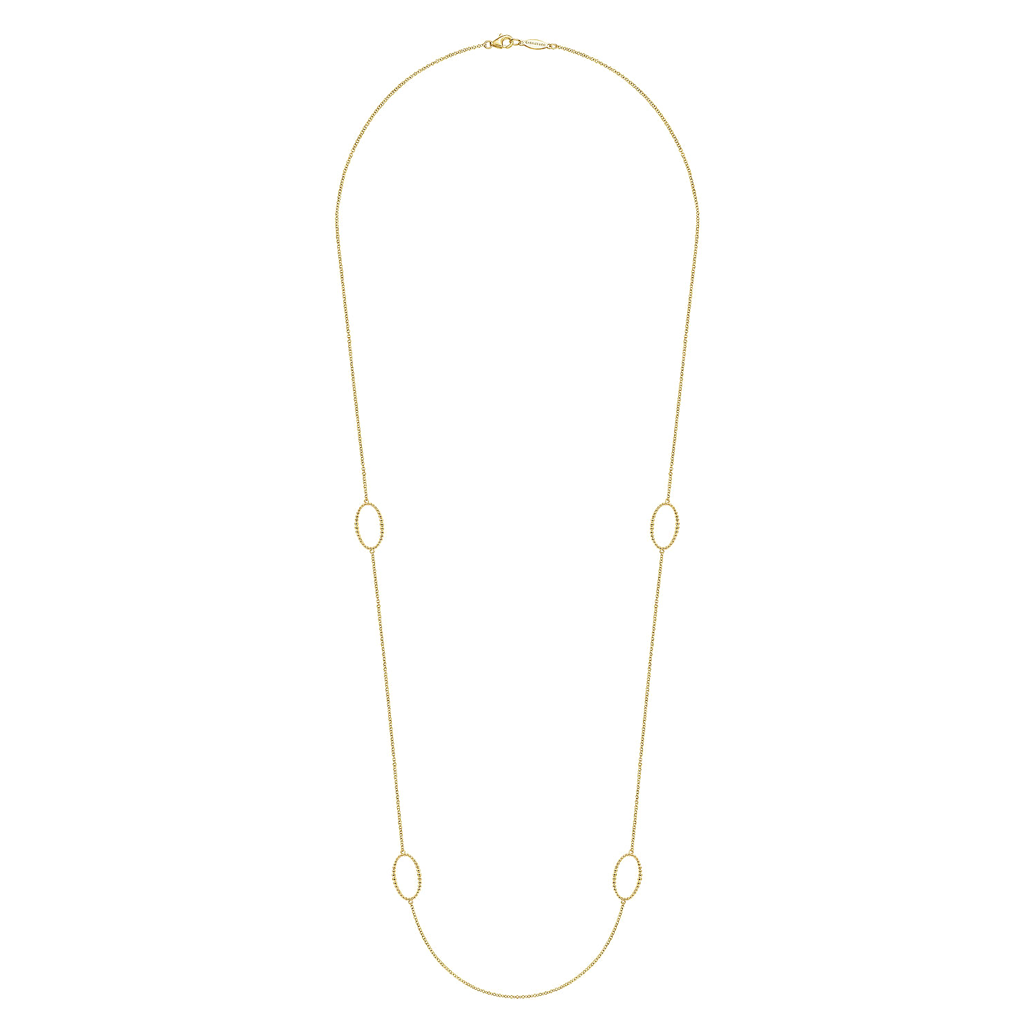 28 inch 14K Yellow Gold Bujukan Beaded Oval Station Necklace