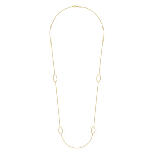 28 inch 14K Yellow Gold Bujukan Beaded Oval Station Necklace