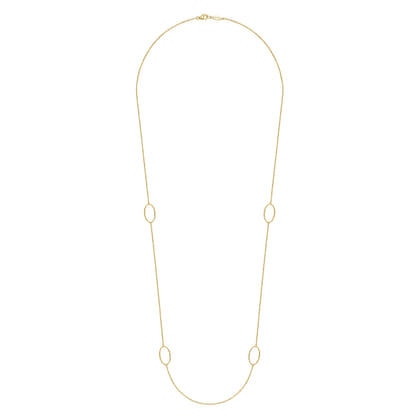 28 inch 14K Yellow Gold Bujukan Beaded Oval Station Necklace