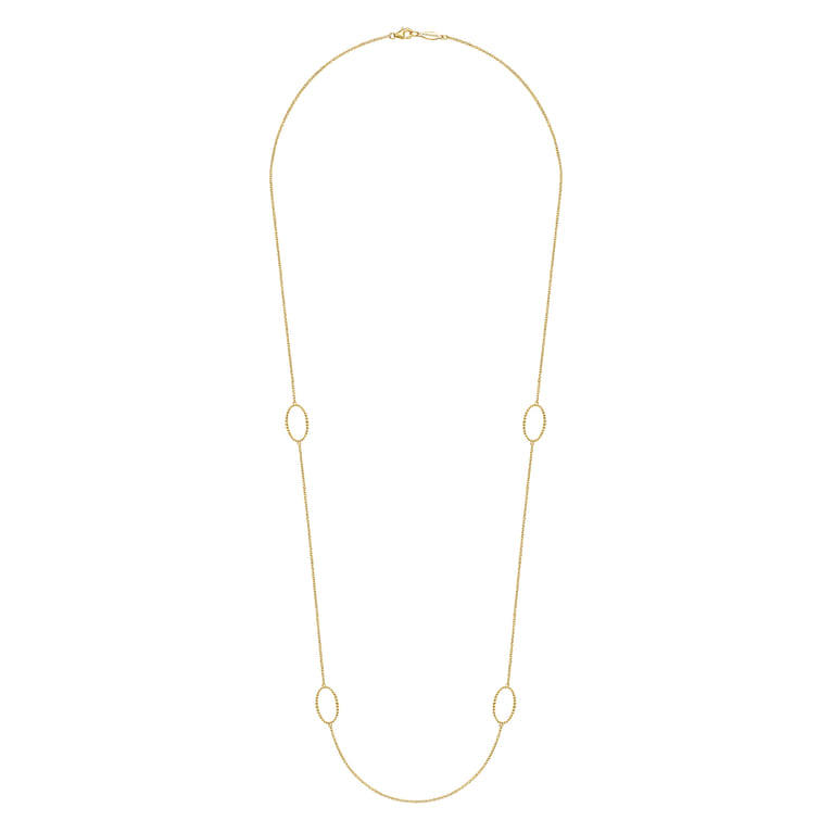 28 inch 14K Yellow Gold Bujukan Beaded Oval Station Necklace - Shot 2