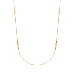 28 inch 14K Yellow Gold Graduating Bujukan Bead Station Necklace