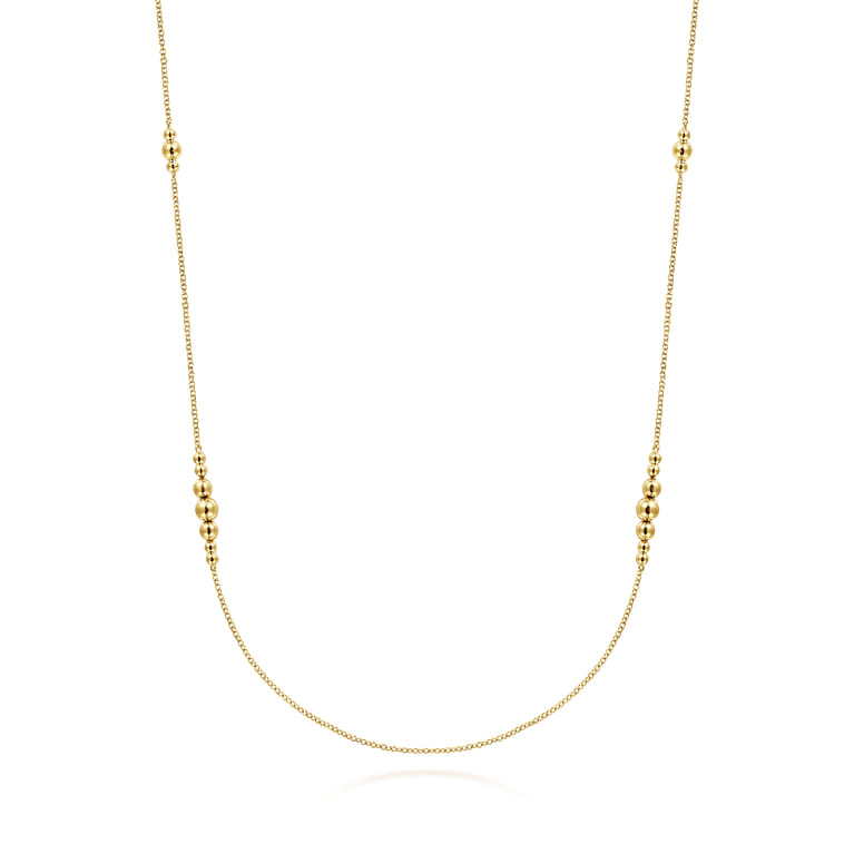 28 inch 14K Yellow Gold Graduating Bujukan Bead Station Necklace - Shot 1