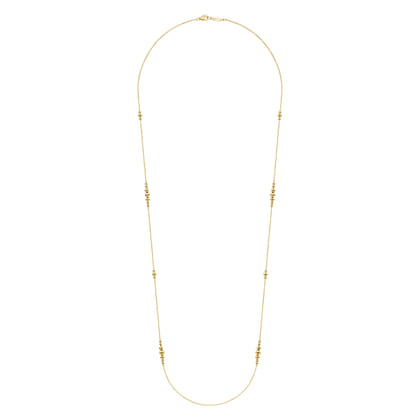 28 inch 14K Yellow Gold Graduating Bujukan Bead Station Necklace