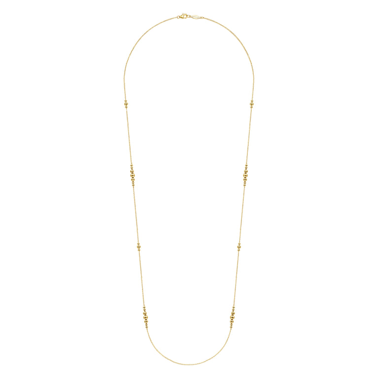 28 inch 14K Yellow Gold Graduating Bujukan Bead Station Necklace - Shot 2