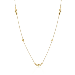 28 inch 14K Yellow Gold Graduating Bujukan Bead Station Necklace