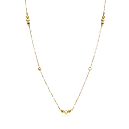 28 inch 14K Yellow Gold Graduating Bujukan Bead Station Necklace