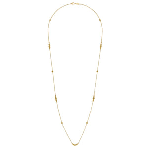 28 inch 14K Yellow Gold Graduating Bujukan Bead Station Necklace